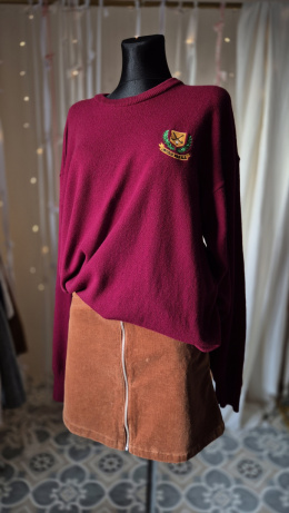 [XL] Wełna jagnięca sweter wiśnia old school