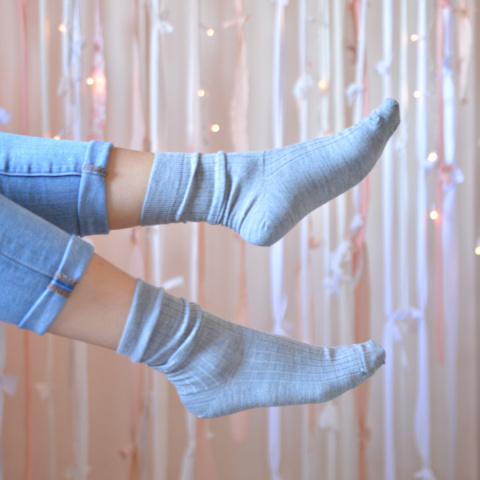 [41-43] Merino prążek popielate skarpety