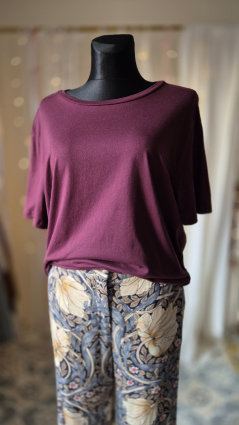 [XL] Bawełna T-Shirt burgundowy oversize