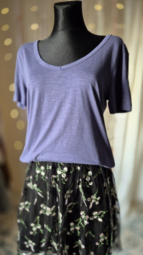 [M/L] Bawełna+modal💜 t-shirt zgaszony niebieski