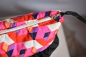 Kosmetyczka XL upcykling geometryczna magenta