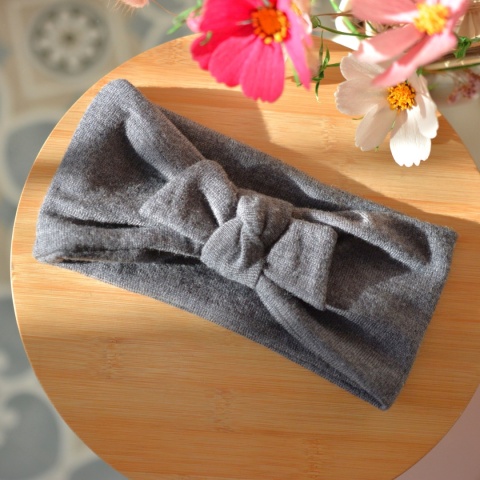 100% wełna merino opaska z kokardką upcykling cienka GRAFIT 1 100% wełna merino opaska z kokardką upcykling cienka GRAFIT 1