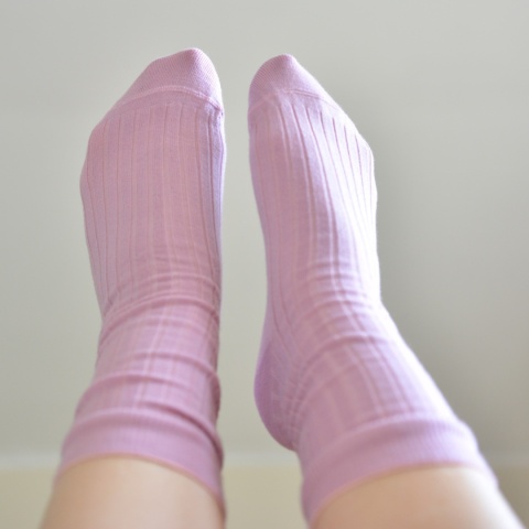 [38-40] Merino prążek barbie (brudny róż) skarpety