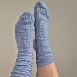 [35-37] Merino prążek baby blue skarpety