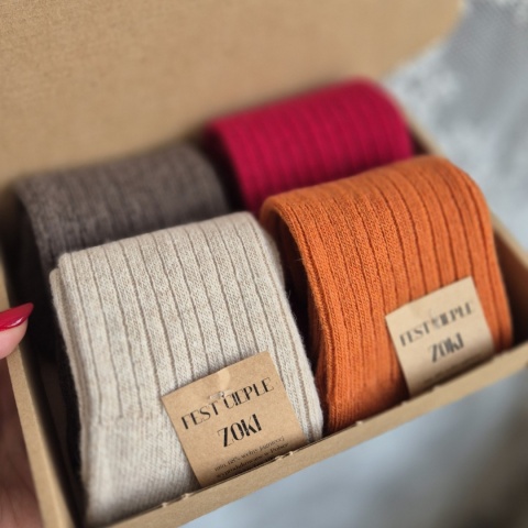 [35-38] ZESTAW Jesieniara 4 pary Fest Ciepłych Zoków - zapakowane na prezent