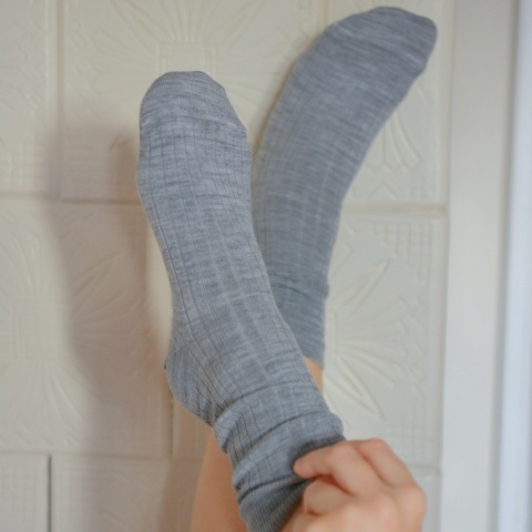 [44-46] Merino prążek popielate skarpety