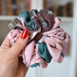 Jedwab maxi gumka upcykling scrunchie RÓŻ I TURKUS 2
