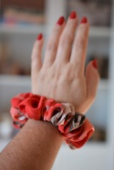 Jedwab midi/maxi gumka upcykling scrunchie CZERWONE HAWAJE