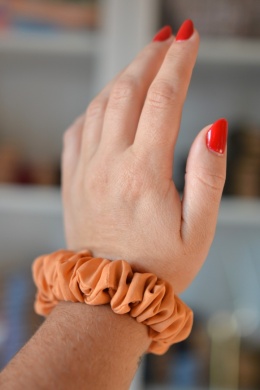 Jedwab mini gumka upcykling scrunchie LETNI ZACHÓD