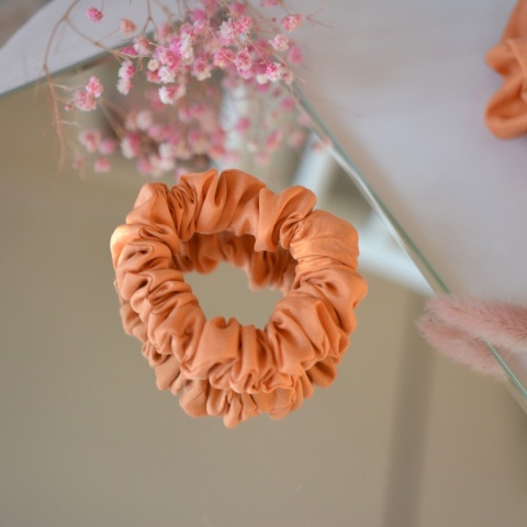 Jedwab mini gumka upcykling scrunchie LETNI ZACHÓD