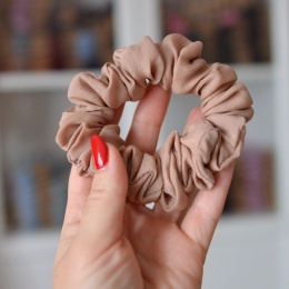 Jedwab mini gumka upcykling scrunchie CAPPUCCINO