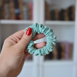 Jedwab mini gumka upcykling scrunchie MIĘTA