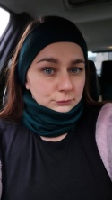KOMPLET wełna merino komin+opaska butelkowa zieleń