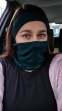 KOMPLET wełna merino komin+opaska butelkowa zieleń