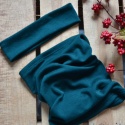 KOMPLET wełna merino komin+opaska butelkowa zieleń