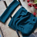 KOMPLET wełna merino komin+opaska butelkowa zieleń