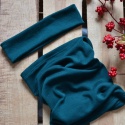 KOMPLET wełna merino komin+opaska butelkowa zieleń