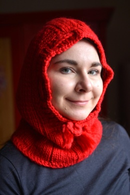 100% wełna balaklava kominiarka CZERWIEŃ kapturek handmade
