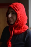 100% wełna balaklava kominiarka CZERWIEŃ kapturek handmade