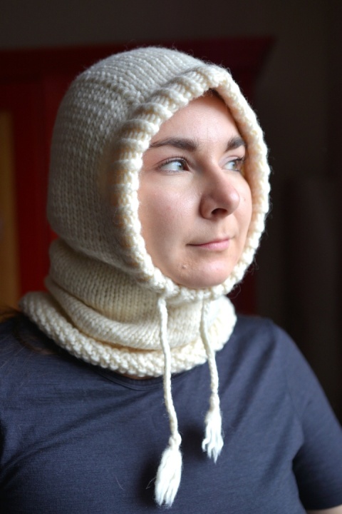 100% wełna balaklava kominiarka ŚMIETANKA 2 kapturek handmade 100% wełna balaklava kominiarka ŚMIETANKA 2 kapturek handmade