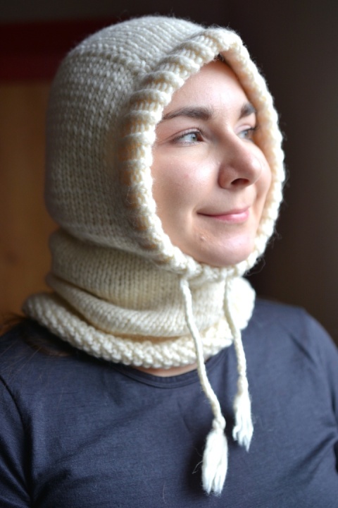 100% wełna balaklava kominiarka ŚMIETANKA 2 kapturek handmade 100% wełna balaklava kominiarka ŚMIETANKA 2 kapturek handmade