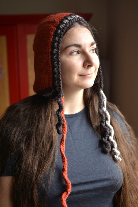 100% wełna handmade kapturek rudy 100% wełna handmade kapturek rudy