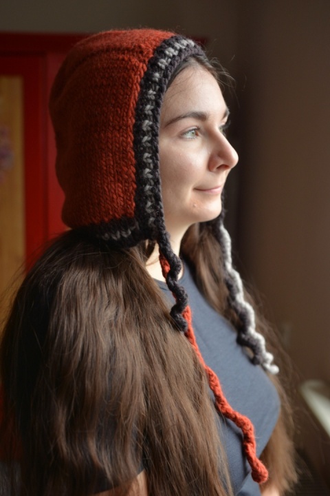 100% wełna handmade kapturek rudy 100% wełna handmade kapturek rudy