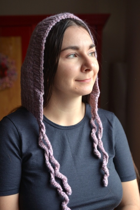 100% wełna handmade kapturek wrzos 100% wełna handmade kapturek wrzos
