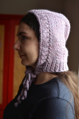 100% wełna handmade kapturek wrzos
