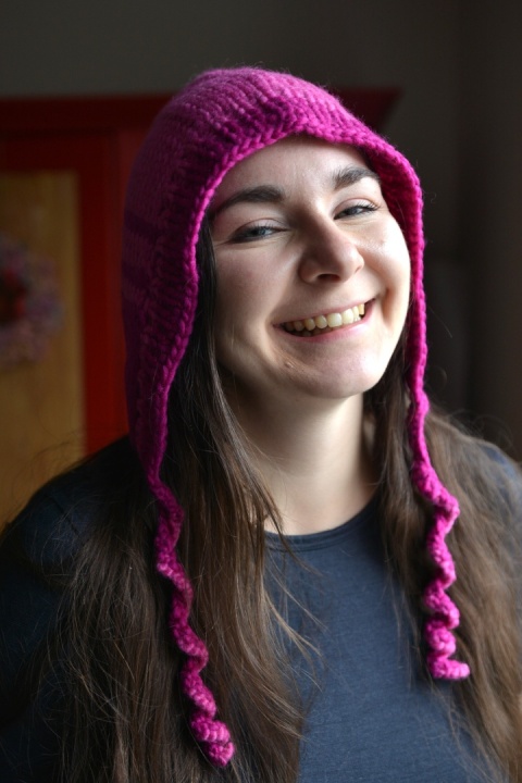 100% wełna handmade kapturek magenta+róż 100% wełna handmade kapturek magenta+róż