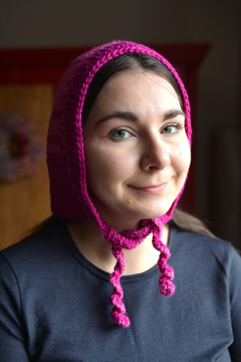 100% wełna handmade kapturek magenta+róż 100% wełna handmade kapturek magenta+róż
