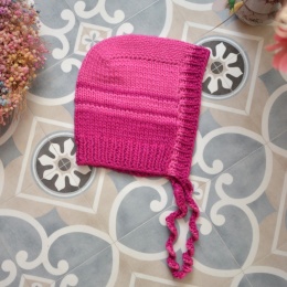 100% wełna handmade kapturek magenta+róż