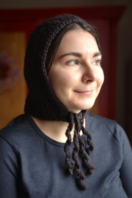 100% wełna handmade kapturek czekolada