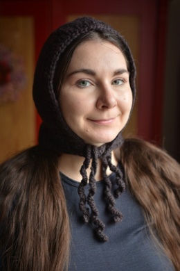 100% wełna handmade kapturek czekolada