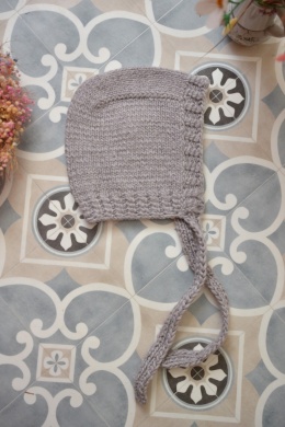 100% wełna handmade kapturek ciepła szarość
