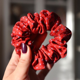 Jedwab MAXI/MIDI gumka upcykling scrunchie CZERWIEŃ