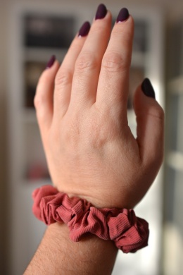 Jedwab mini gumka upcykling scrunchie jesienny róż