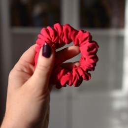 Jedwab MINI gumka upcykling scrunchie magenta