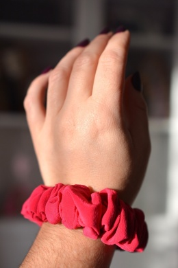 Jedwab MINI gumka upcykling scrunchie magenta