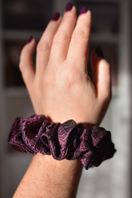 Jedwab MAXI gumka upcykling scrunchie Śliwkowa fantazja :)