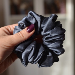 Jedwab maxi gumka upcykling scrunchie stalowa