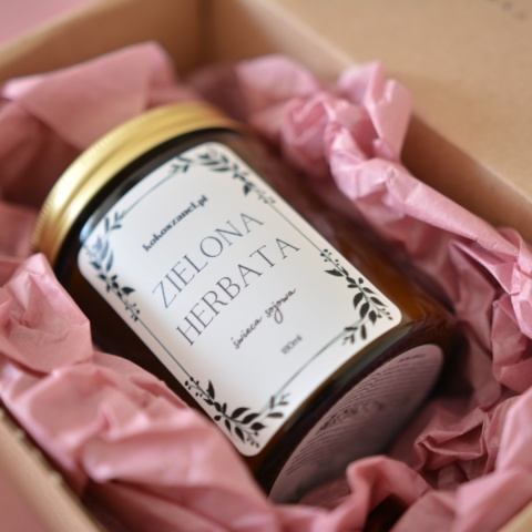 ZIELONA HERBATA ❤ świeca sojowa koko szanel (M - średnia) zapakowana na prezent ZIELONA HERBATA ❤ świeca sojowa koko szanel (M - średnia) zapakowana na prezent