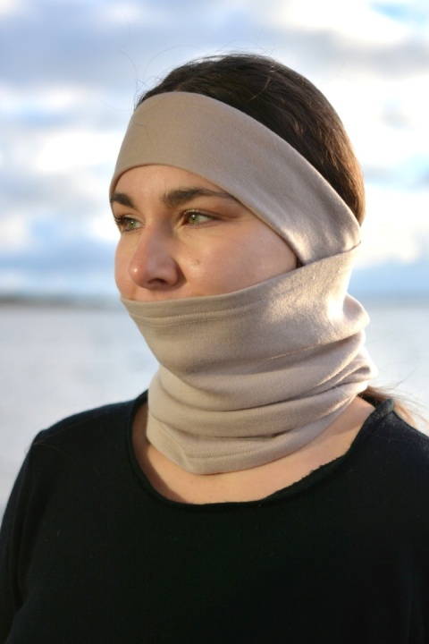 KOMPLET premium wełna merino komin+opaska Cappucino KOMPLET premium wełna merino komin+opaska Cappucino