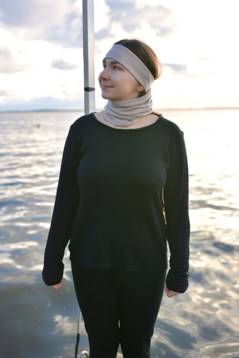 KOMPLET premium wełna merino komin+opaska Cappucino KOMPLET premium wełna merino komin+opaska Cappucino