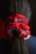 ZESTAW 2szt. Szydełkowane scrunchie czerwień i róż 100% wełna ZESTAW 2szt. Szydełkowane scrunchie czerwień i róż 100% wełna
