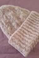 100% alpaka czapka handmade warkocz puder + masełko melanż