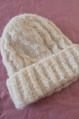 100% alpaka czapka handmade warkocz śmietanka 1