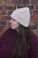 100% alpaka czapka handmade warkocz puder + masełko melanż