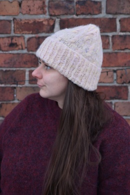 100% alpaka czapka handmade warkocz puder + masełko melanż