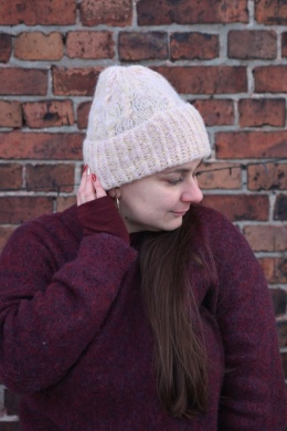 100% alpaka czapka handmade warkocz puder + masełko melanż